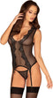 Obsessive Visnet Body Met Lange Mouwen - Zwart