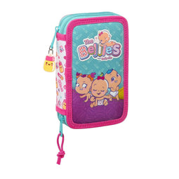Dubbele etui The Bellies Wit Paars Turkoois 12.5 x 19.5 x 4 cm (28 Onderdelen)