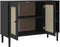 vidaXL - Dressoir - SENJA - 112x40x80 - cm - rattan - massief - grenenhout - zwart
