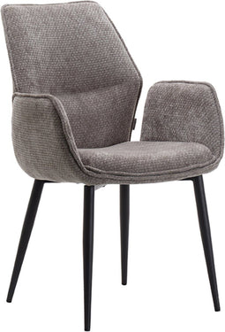 LABEL51 Morris Eetkamerstoel - Grijs - Velvet - Black Frame - Stoel - Normale eetkamerstoel