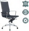 Feel Furniture - Luxe design bureaustoel van 100% rundleer - Hoge rugleuning - Donker blauw