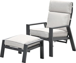Garden Impressions Max verstelbare fauteuil inclusief voetenbank - carbon black - desert sand