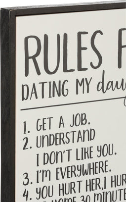 J-Line plakkaat Rules Engels - hout/keramiek - wit/zwart