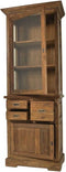 Vitrinekast met glas smal teakhout 72x46x193 - Naturel
