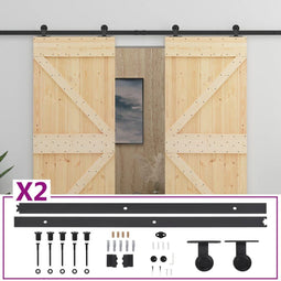 vidaXL - Schuifdeur - met - beslag - 100x210 - cm - massief - grenenhout