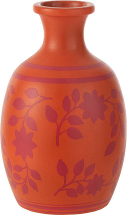 J-Line vaas Bladeren/Bloemen + Lijnen - keramiek - oranje/roze - 38 cm hoog
