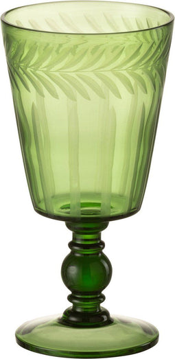 J-Line drinkglas Bladeren - glas - groen - 12 stuks