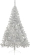 vidaXL - Kunstkerstboom - half - met - standaard - 180 - cm - PET - zilverkleurig