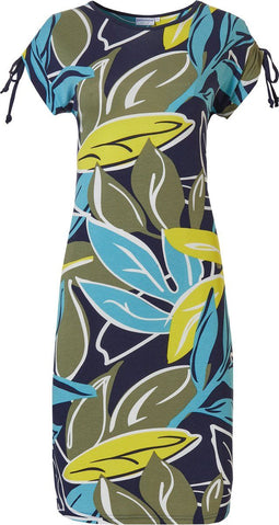 Pastunette Beach - Floral Leaves - Dames Jurk - Ronde hals - Groen/Blauw - Maat XL