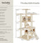 tectake® XXL Luxe Kattenkrabpaal - 186 cm - 2 kattenhuisjes 4 speelmuizen - Beige