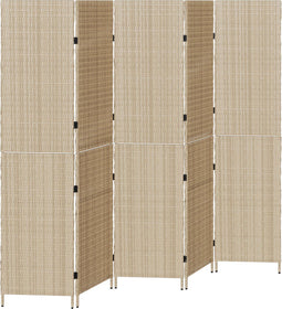 vidaXL - Kamerscherm - 5 - Panelen - Opvouwbaar - Beige - 245x180 - cm - Poly - Rattan