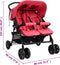 vidaXL - Tweelingkinderwagen - staal - rood