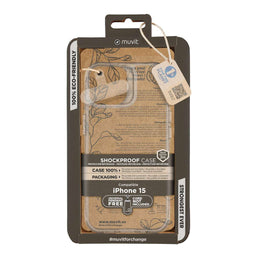 Muvit for Change iPhone 15 - Telefoonhoes - Eco-friendly Waterbestendig - Clear