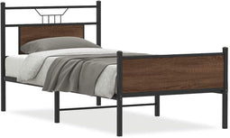 vidaXL - Bedframe - zonder - matras - bewerkt - hout - bruin - eikenkleur - 75x190 - cm