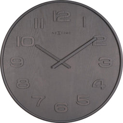 NeXtime Wood Wood Medium - Klok - Rond - Hout - Ø 35,5 cm - Grijs