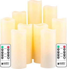 Happy Goods® - 9 delige LED kaarsen set - ECHTE WAX - bewegende vlam - ivoor (9 stuks)