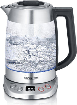 Severin WK 3480 - Glazen Waterkoker - temperatuurregeling 40 °C - 1.7 liter - RVS/glas