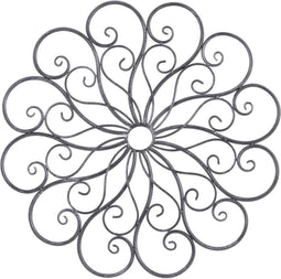 Mica Decorations Bloem Wanddecoratie - 60x60x0 cm - Ijzer - Grijs