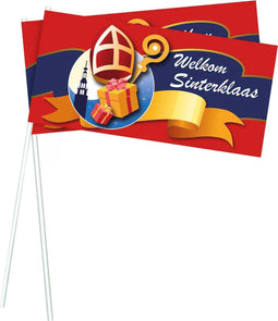 Witbaard Zwaaivlag Sinterklaas 22 X 12 Cm Papier Rood 50 Stuks