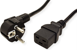 Value 19.99.1552 - Aansluitkabel C19 female naar geaarde stekker male - 200 cm - Zwart