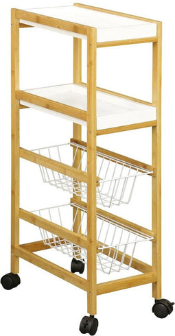 Groentetrolley Versa Metaal Bamboe Hout MDF 22 x 83 x 40 cm