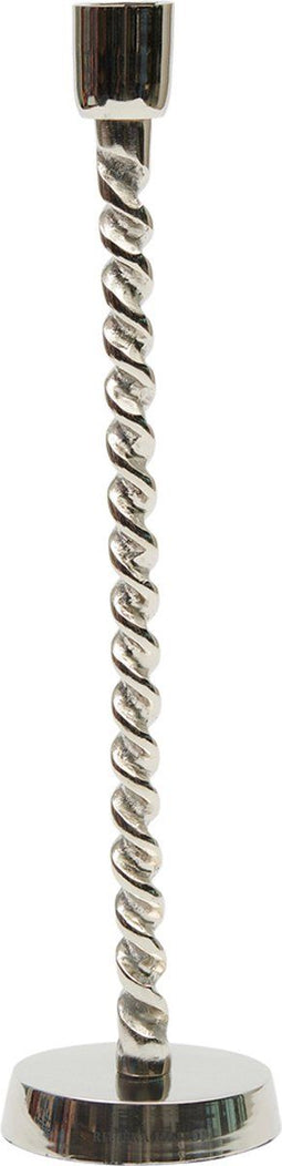 Riviera Maison Kandelaar Dinerkaars - RM Spiral Pillar Candle Holder - Zilver