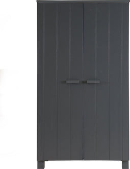 WOOOD Dennis Kast - Grenen Geborsteld - Staal Grijs - 111x202x55