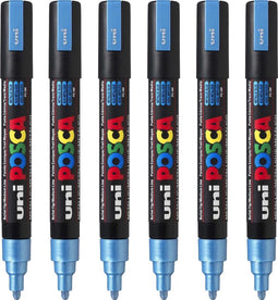 Posca Stiften PC-5M Medium Tip - verfstiften - Metallic blauw - 6 stuks