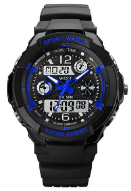 West Watches Model Storm - Kinderhorloge - Analoog Digitaal - Shockproof - Blauw - Ø 41 mm