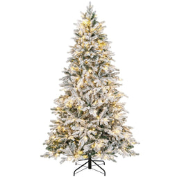 Coast kunstkerstboom 210 cm - geflockt winterdesign - 1684 takpunten - 300 warmwitte ledlampjes