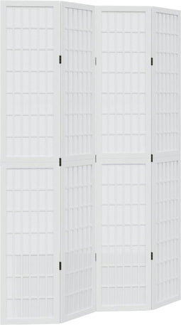 vidaXL - Kamerscherm - met - 4 - panelen - massief - paulowniahout - wit
