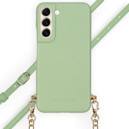 Selencia Hoesje Geschikt voor Samsung Galaxy S22 Hoesje Met Koord - Selencia Aina Slang Hoesje met koord - Groen