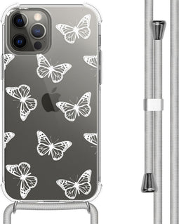iMoshion Hoesje Geschikt voor iPhone 12 / 12 Pro Hoesje Met Koord - iMoshion Design Hoesje met Koord - Transparant / Butterfly