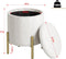 eSituro Opbergkruk Rond - Teddyfleece Wit - 35 x 41 cm