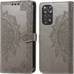 imoshion Hoesje Geschikt voor Xiaomi Redmi Note 11 (4G) / Redmi Note 11S (4G) Hoesje Met Pasjeshouder - imoshion Mandala Bookcase - Grijs
