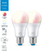 WiZ A60 E27 - Slimme LED Lamp - Dimbaar warm- en koelwit licht en miljoenen kleuren (2 stuks)