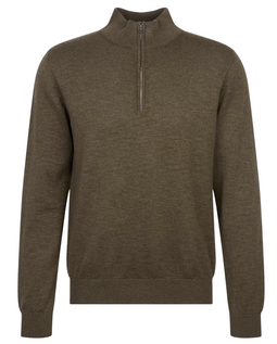 Seidensticker Quarter Zip Strickpullover Heren - Olive - 3XL