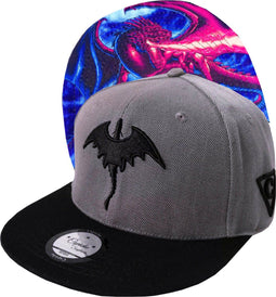 Capiche® Snapback pet Heren - Fire Dragon - Unisex - Onesize - Sportcap - Baseball Cap - Mannen - Grijs - Cap - Petten - pet dames - petten heren