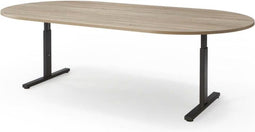 T-poot ovale vergadertafel Quick 240x120cm bladkleur Antraciet eiken framekleur Wit (RAL9010)