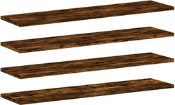 vidaXL - Wandschappen - 4 - st - 80x20x1,5 - cm - bewerkt - hout - gerookt - eikenkleur