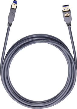 Oehlbach USB-kabel USB 3.2 Gen1 (USB 3.0 / USB 3.1 Gen1) USB-A stekker, USB-B stekker 5.00 m Zwart Vergulde steekcontac