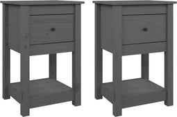 vidaXL - Nachtkastjes - 2 - st - 40x35x61,5 - cm - massief - grenenhout - grijs