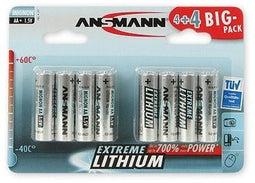 Ansmann 4+4 Lithium AA - Batterijen - Zilver (8 stuks)