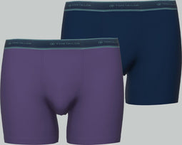 TOM TAILOR Kentucky - 2-pack heren Long Boxer - Effen donkerblauw / paars - Maat L (2 stuks)