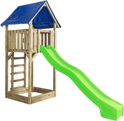 Houten Speeltoren Lisa (SwingKing) | Speeltoren met Glijbaan en Zandbak voor Buiten in de Tuin | FSC Hout - Glijbaan Appelgroen