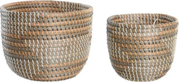 Basket spelset DKD Home Decor 28 x 28 x 22 cm Tropisch Zeegras
