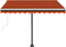 vidaXL - Luifel - handmatig - uittrekbaar - met - LED - 300x250 - cm - oranje - en - bruin