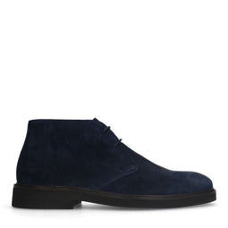 Suède veterboots - Maat 43 - Platte hak 2 cm - Donkerblauw
