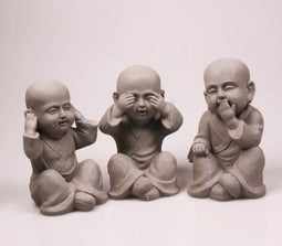 BOEDDHA SHAOLIN HOREN, ZIEN, ZWIJGEN SET 3 15X12X25 CM