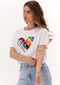Guess Ss Rainbow Street Tee - Dames T-Shirt - Regenboog hartje - Wit